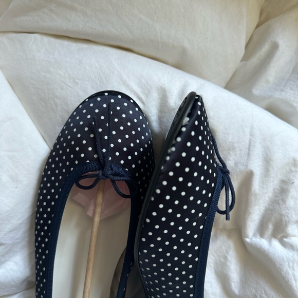 NWT Repetto Camille Heels Navy Polka Dot Women's Shoes Ballet Flats block heel - Picture 7 of 11